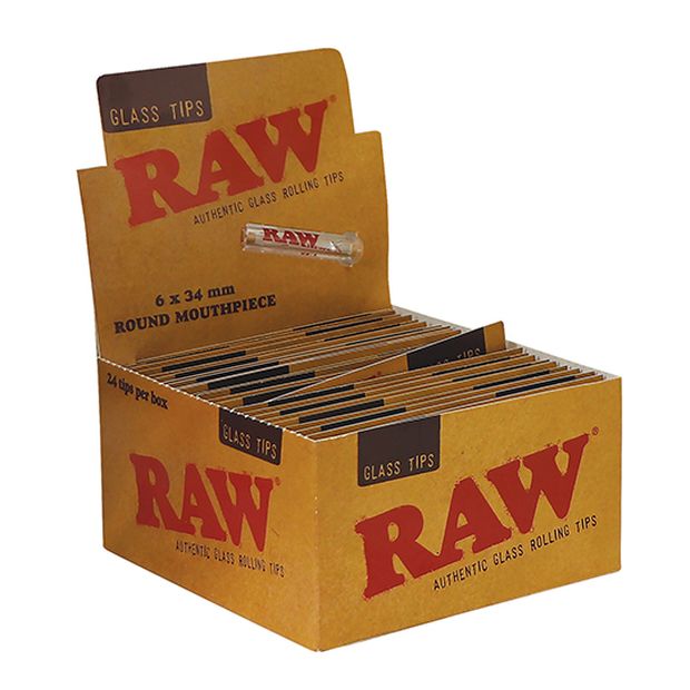 RAW Glass Tips Round, glass tips with a round mouthpiece 1 box (24 tips)