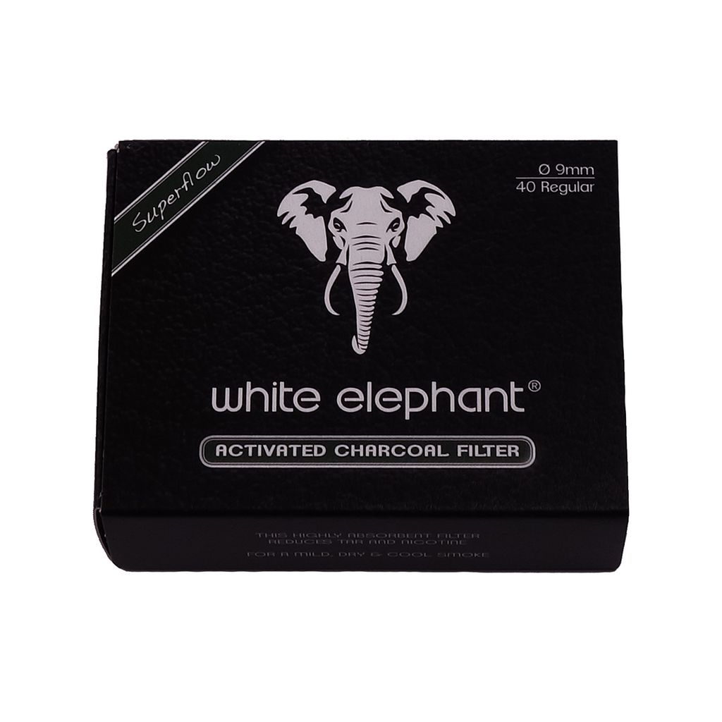20 Pack White Elephant 9mm Charcoal Filters 