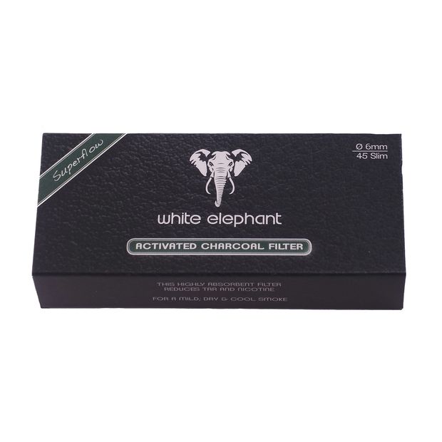 White Elephant Superflow Aktivkohlefilter, 6 mm Durchmesser, 45 Filter pro Packung 3 Packungen (135 Filter)