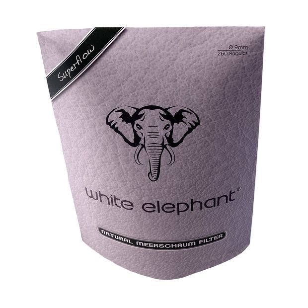 White Elephant Superflow natural meerschaum filter, 9 mm diameter, 250 filters per XXL package