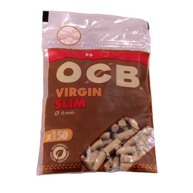 OCB Unbleached Virgin Slim Filter 6 mm diameter, 150 filters per bag 5 bags (750 filters)