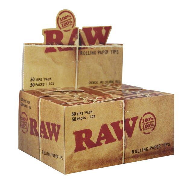 RAW Filter Tips slim unperforated filtertips unbleached natural 2x boxes (100 booklets)