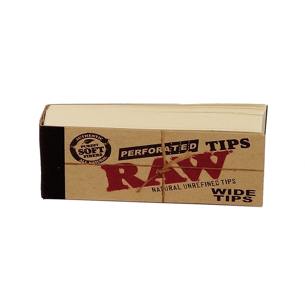 RAW WIDE Perforated Filter Tips Natural Unrefined Hemp and Cotton 