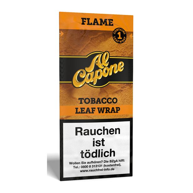 AL CAPONE Leaf Wraps, Flame &ndash; süßer Tabakgeschmack - Jetzt NEU: 20 Wraps pro Box! 1 Beutel (1 Wrap)