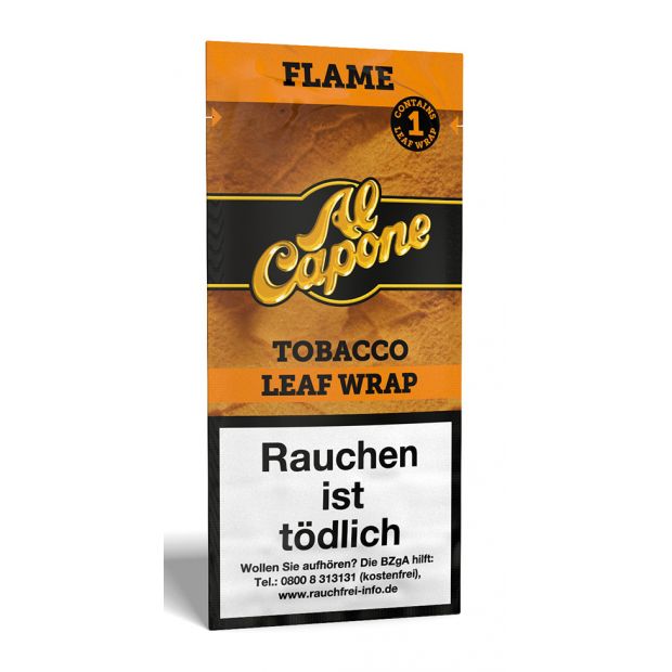 AL CAPONE Leaf Wraps, Flame - sweet tobacco flavour- NEW packaging: 18 Wraps per Box! 1 bag (1 wrap)