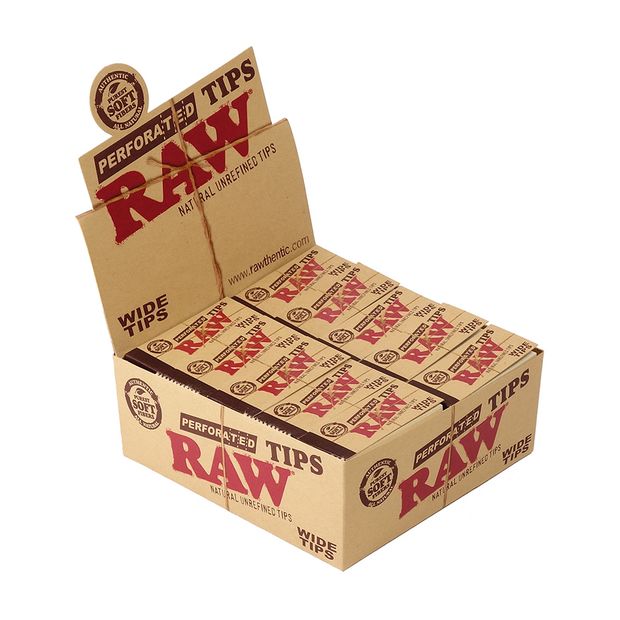 RAW Wide Tips King Size perforated unbleached Filtertips 3x boxes (150 booklets)