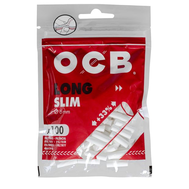 OCB Long Slim Filter, 6 x 20 mm, 100 filters per bag 5 bags (500 filters)