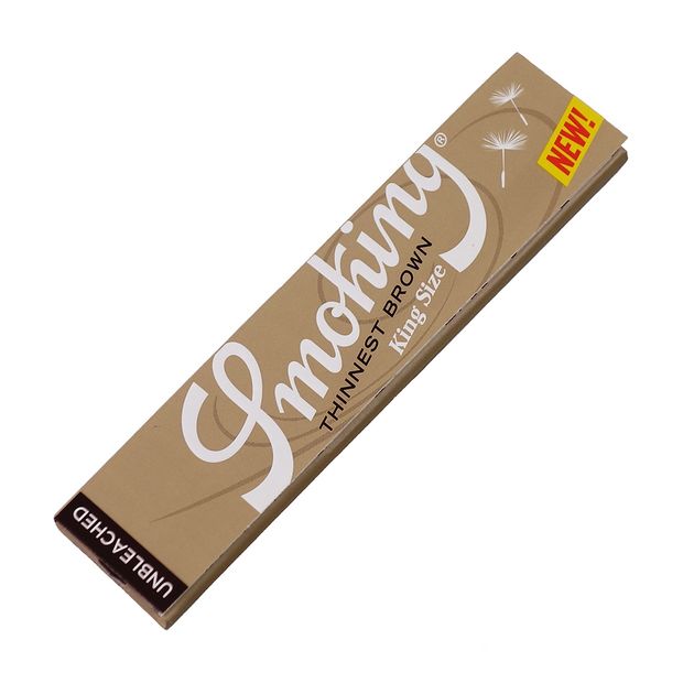 Smoking Thinnest Brown King Size Slim Papers, wafer-thin and unbleached 5 booklets