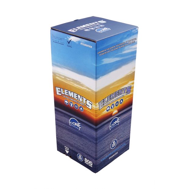 Elements Ultra Thin Cones, pre-rolled king size cones, 800 per box 5 boxes (4000 cones)