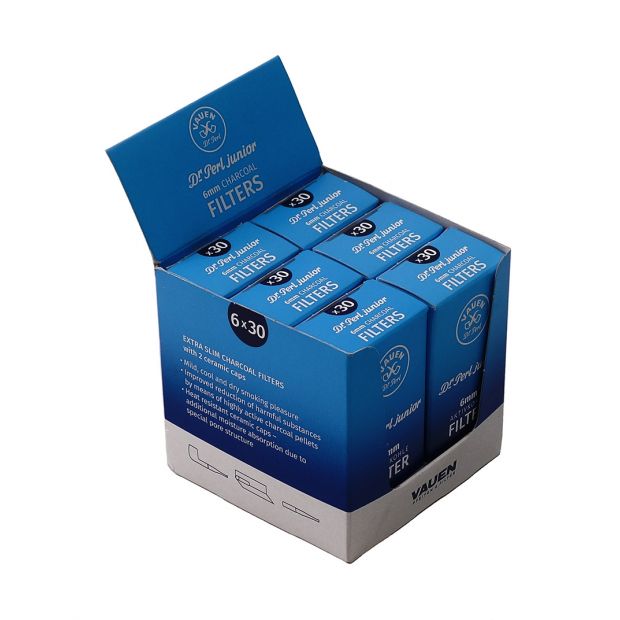 Vauen Dr. PERL Slim Aktivkohlefilter 6 mm, 30 pro Packung 2 Boxen (12 Packungen)
