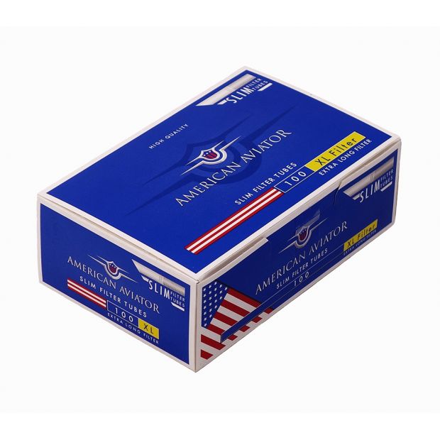 American Aviator 100 XL SLIM White Tipping, extra-long filter, 100 tubes per box 5 boxes (500 tubes)
