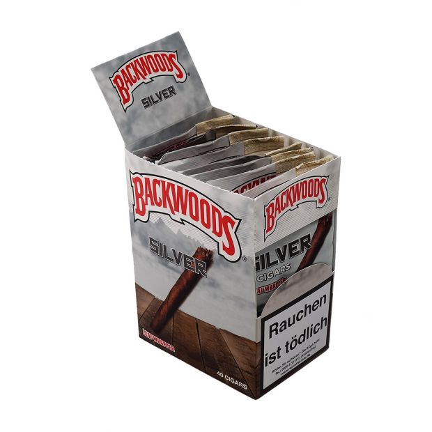 Backwoods Cigars Silver (coffee cream vodka flavour), 5 pieces per bag 1 box (8 bags)