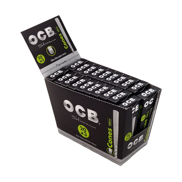 OCB Premium Slim Cones, 109 mm, pre-rolled with integrated tip 4 boxes (80 packages)