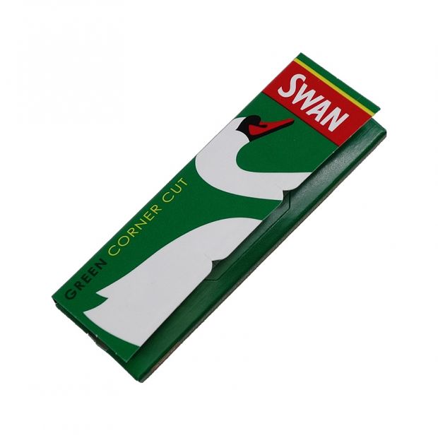 SWAN Green, kurzes Zigarettenpapier mit Cut Corners, 100 Heftchen pro Box 25 Heftchen