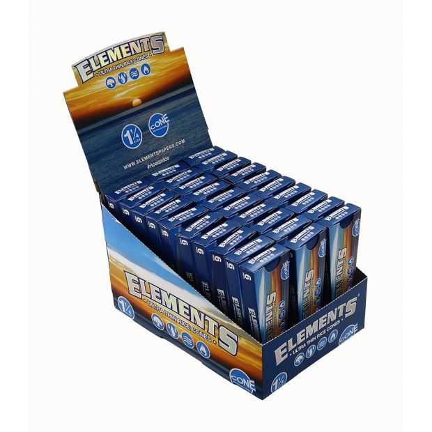 Elements Cones 1 1/4 Size, Medium Cones aus ultra-dnnem Papier, 6 pro Packung 1 Box (30 Packungen)