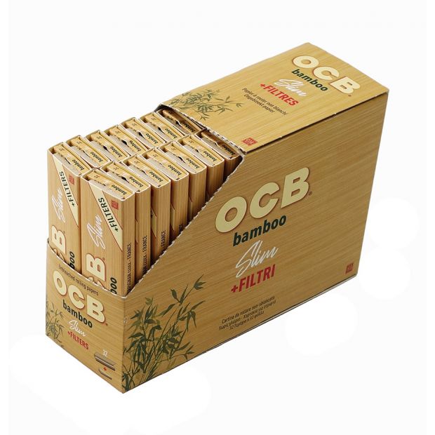 OCB Bamboo King Size Slim + Tips, 100% bamboo, sustainable production 4 boxes (128 booklets)