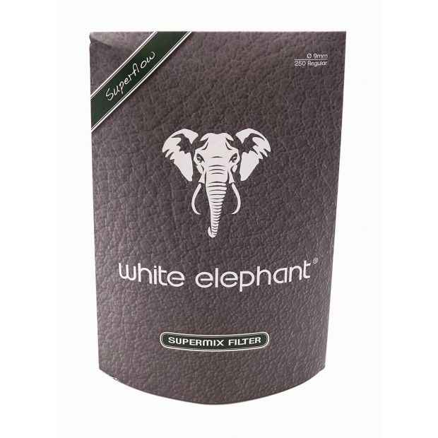 White Elephant Superflow Supermix, Meerschaum+Aktivkohlefilter, 9 mm, 250 Filter pro Packung 10 Packungen (2.500 Filter)