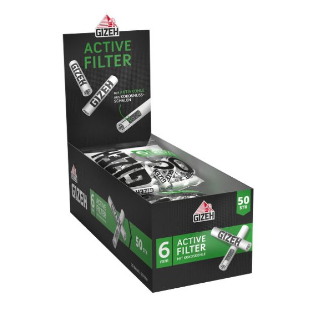 GIZEH Black Active Filter 6 mm, im wiederverschliebaren 50er-Beutel 1 Box (10 Beutel)