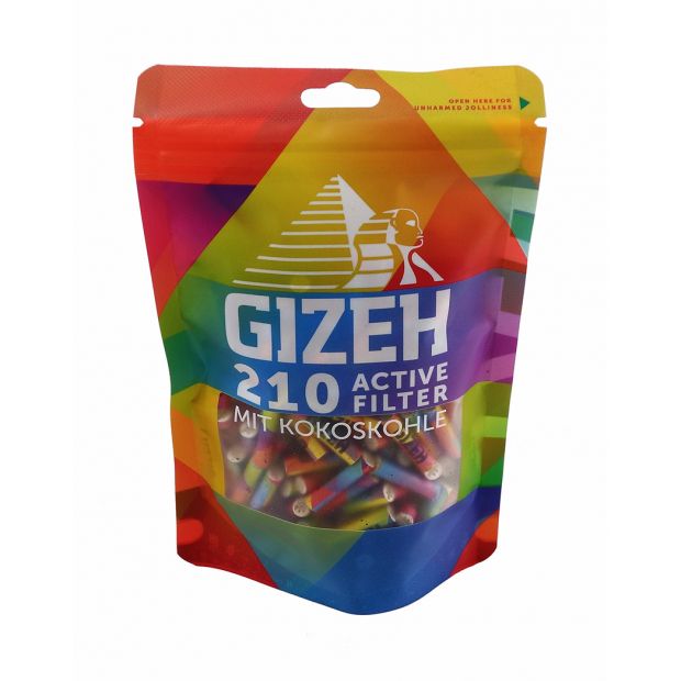 GIZEH Rainbow Active Filter 6 mm, Multicolor-Look, 210er Beutel 1 Beutel (210 Filter)