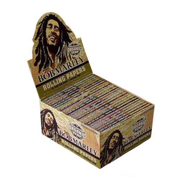 Bob Marley King Size Slim Organic Hemp Unbleached, 33 papers per booklet 1 box (50 booklets)