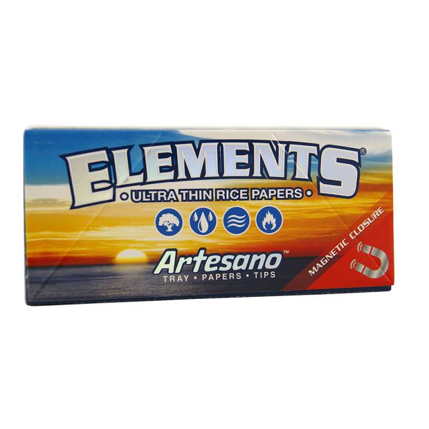 Elements Artesano King Size slim Tray + Papers + Tips Magnetverschluss 6 Packungen / Packages